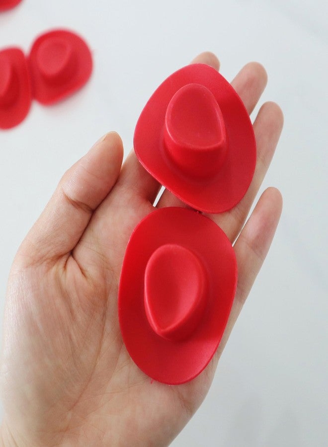 Phinicco Red Mini Western Cowboy Hat Cowgirl Hat for Crafts 20 pcs Miniature Cute Doll Hat Cowgirl Hat for Dollhouse, Party, Drinks, Cakes Decor - Image 2